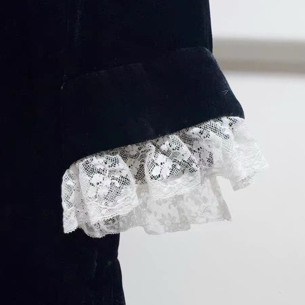 Authentic Miu Miu Black Dress with White Lace Accents - Picture 2 of 6